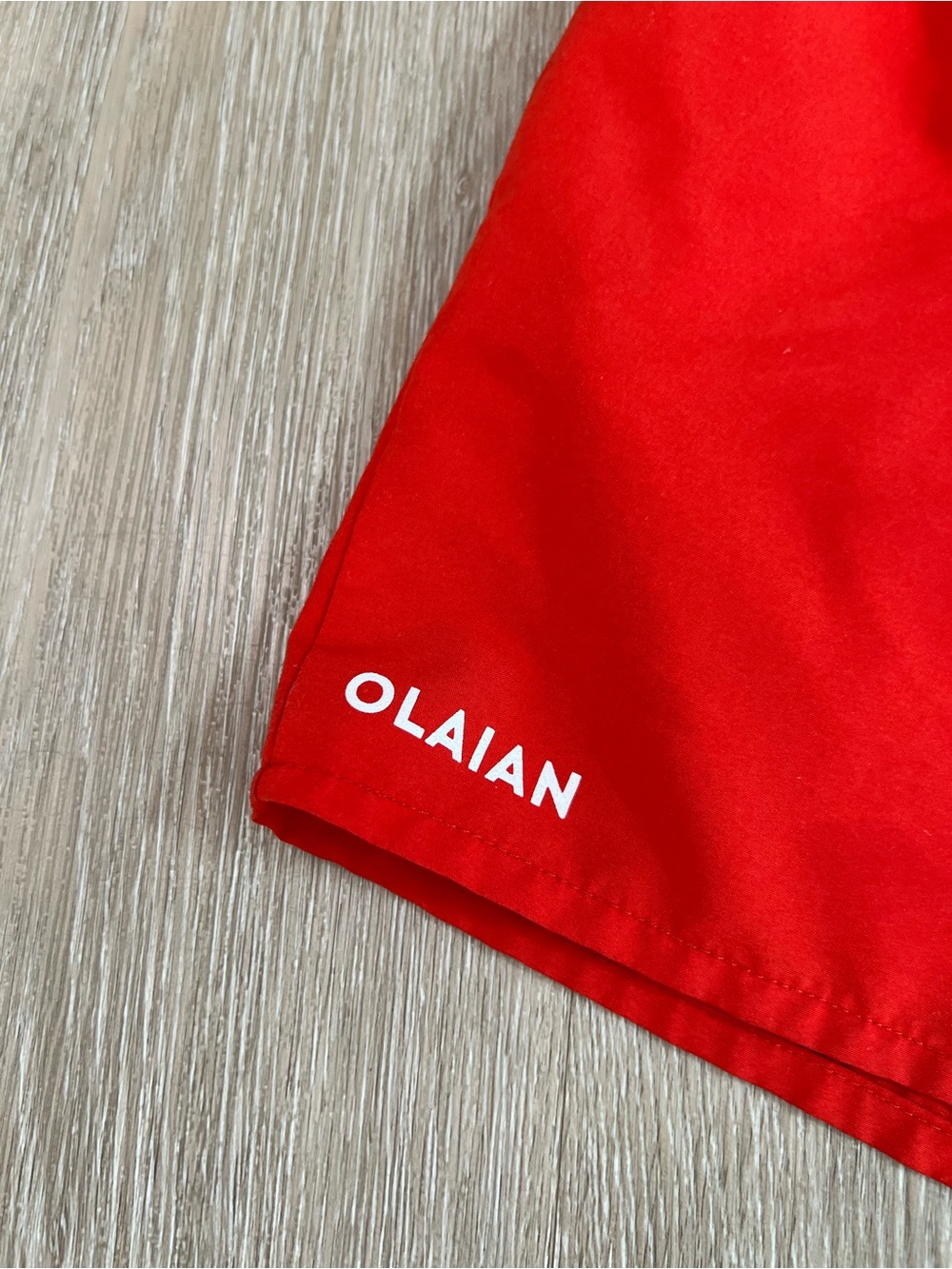 Olaian Men's Bright Red Swim Trunks with White Drawstring - Picture 3 of 8